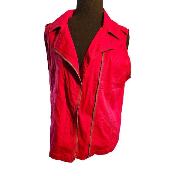 Christopher & Banks Full Zip Dark Red Sleeveless Vest Women's Size Large - Picture 1 of 4